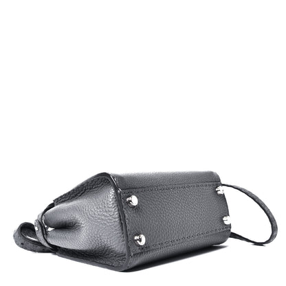 Fendi Cuoio Romano Selleria Bi-Color Mini Peekaboo Iconic Satchel Asfalto Latte 3 of 4