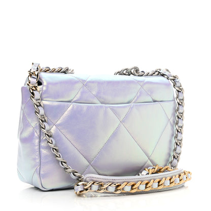 Chanel Iridescent Calfskin Quilted Medium Chanel 19 Flap Light Purple Blue 3 of 11