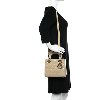 Christian Dior Patent Cannage Small Lady Dior Beige 2 of 10