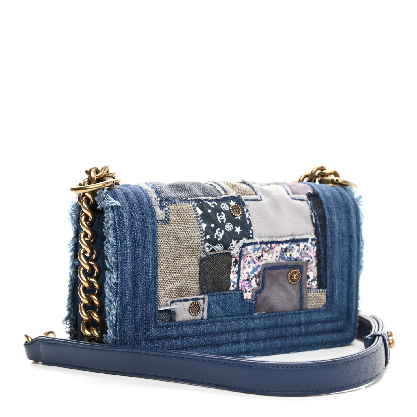 Denim Patchwork Small Boy Flap Blue