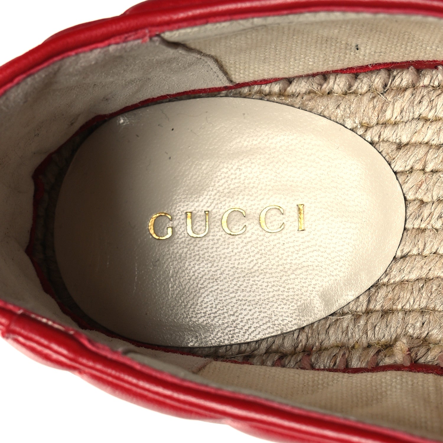 Gucci Nappa Matelasse GG Pilar Flatform Lace-Up Espadrilles 38.5 Hibiscus Red 8 of 8