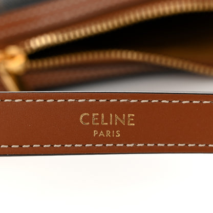 Celine Calfskin Triomphe Canvas Small Heloise Shoulder Bag Tan 6 of 9