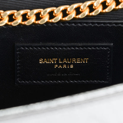 Saint Laurent Metallic Calfskin Medium Classic Monogram Kate Tassel Satchel Silver 6 of 6