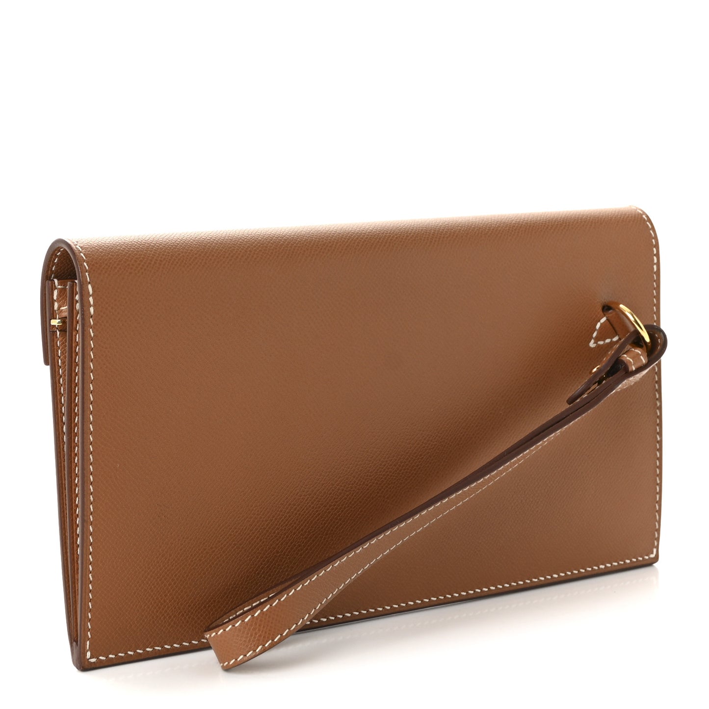 Madame Calfskin Kelly Pocket Long Wallet Gold