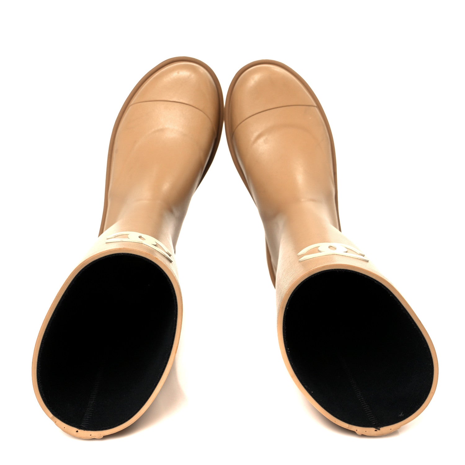 Chanel Caoutchouk CC High Boots 37 Beige 2 of 10