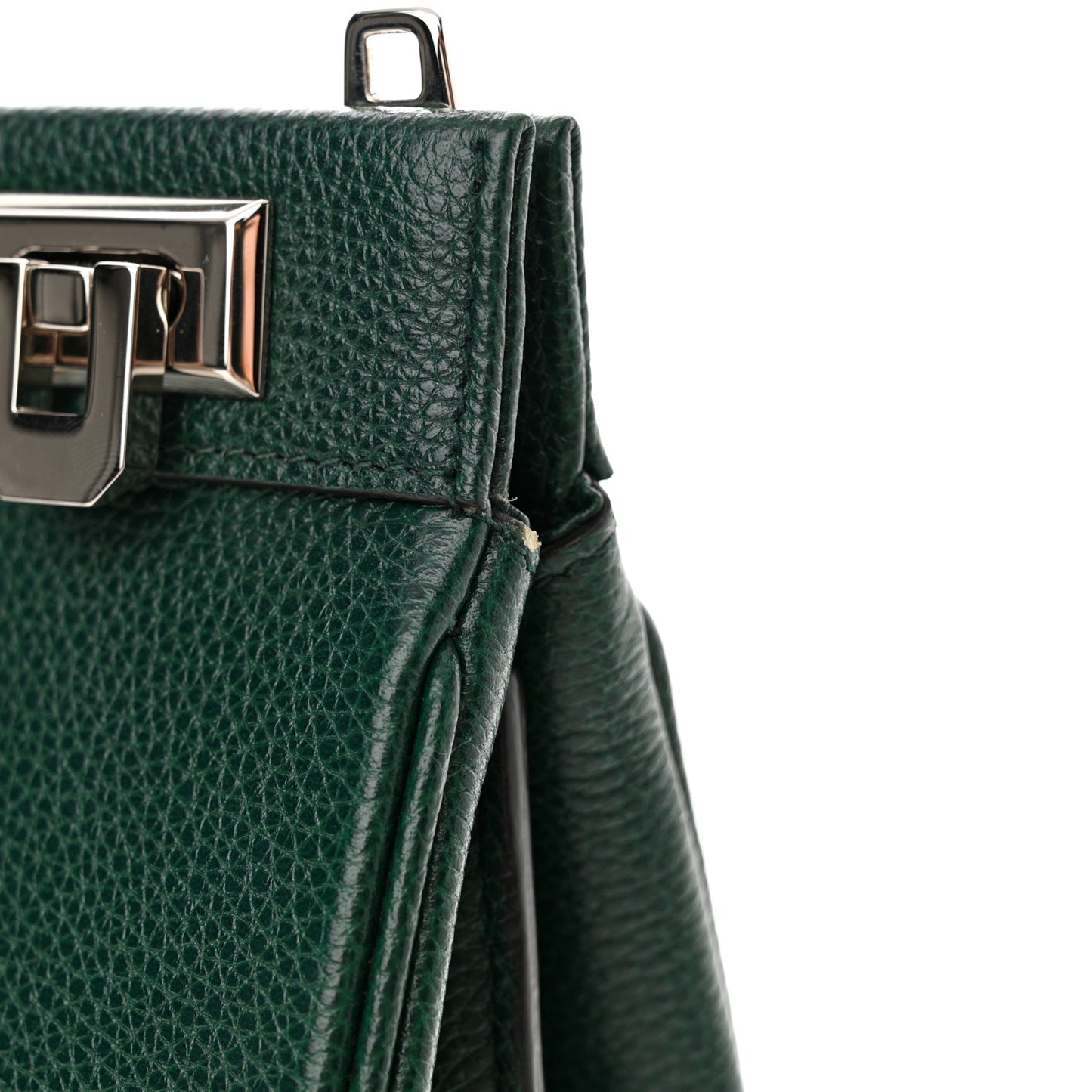 Grainy Calfskin Small Zumi Top Handle Bag Vintage Green