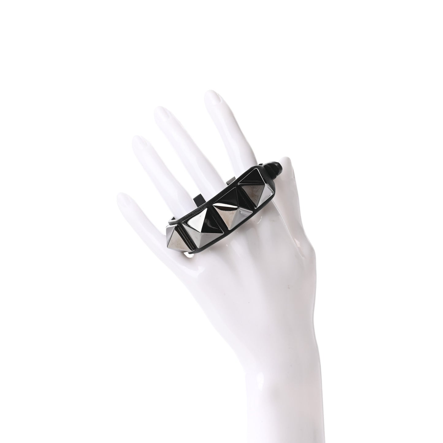 Calfskin Macro Rockstud Bracelet Black