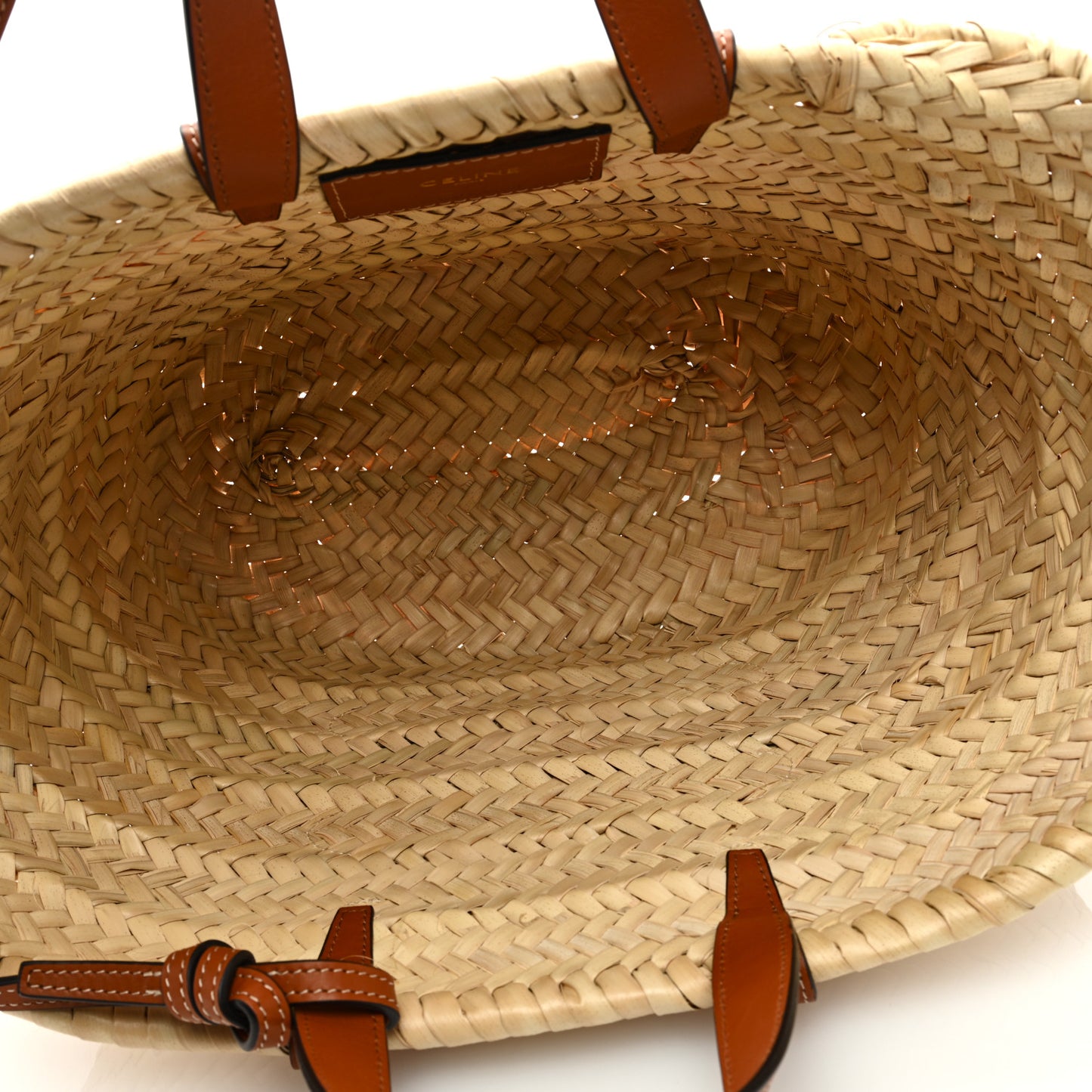 Raffia Calfskin Triomphe Teen Panier Tan