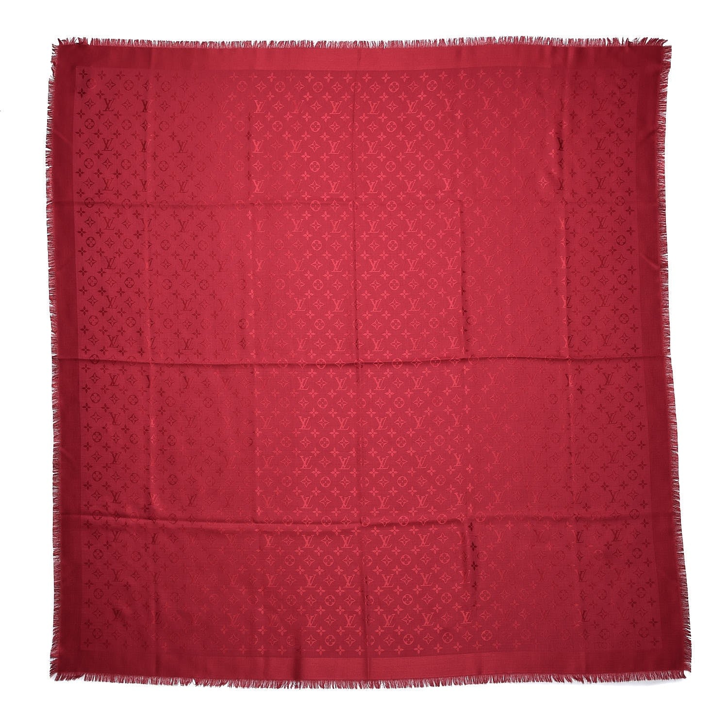 Louis Vuitton Silk Wool Monogram Shawl Pomme D'Amour 1 of 4