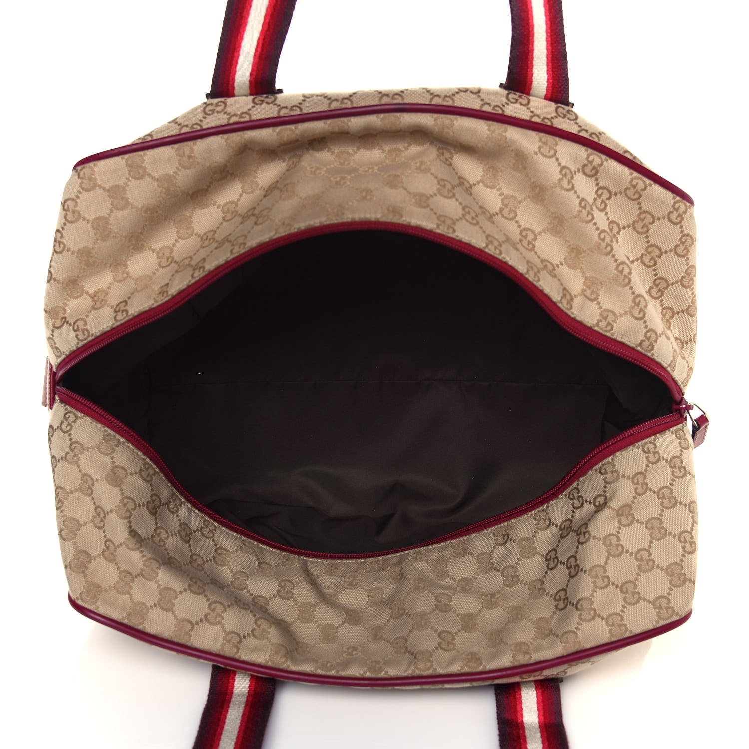 Gucci GG Monogram Web Medium Collapsable Carry On Duffle Beige Red 4 of 8