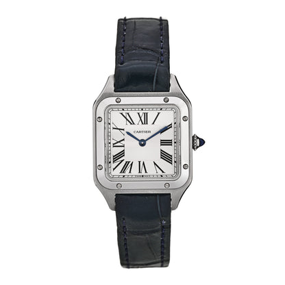 Cartier Stainless Steel Alligator 27.5mm Santos Dumont Quartz Watch 1 of 4