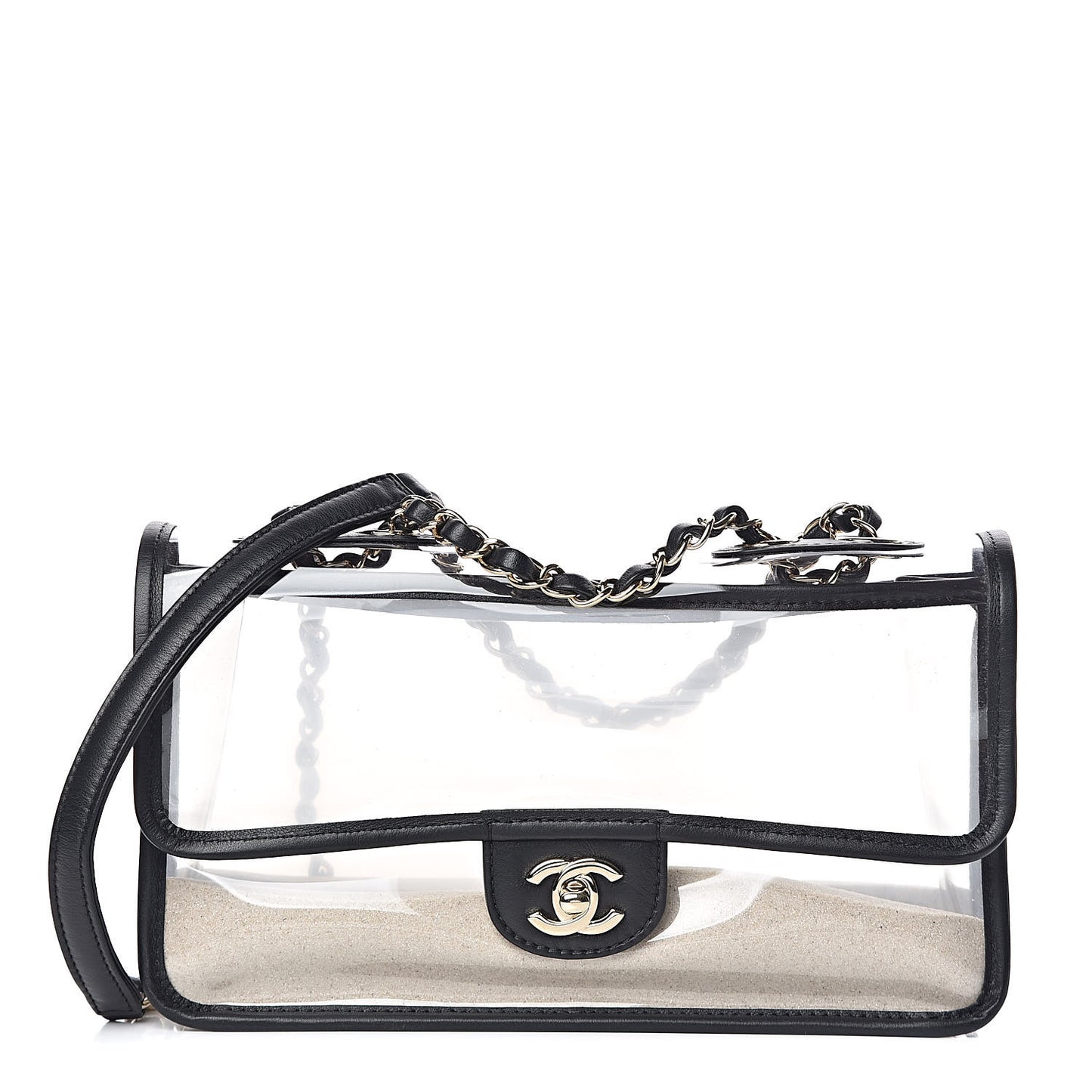 Lambskin PVC Medium Coco Sand Flap Black