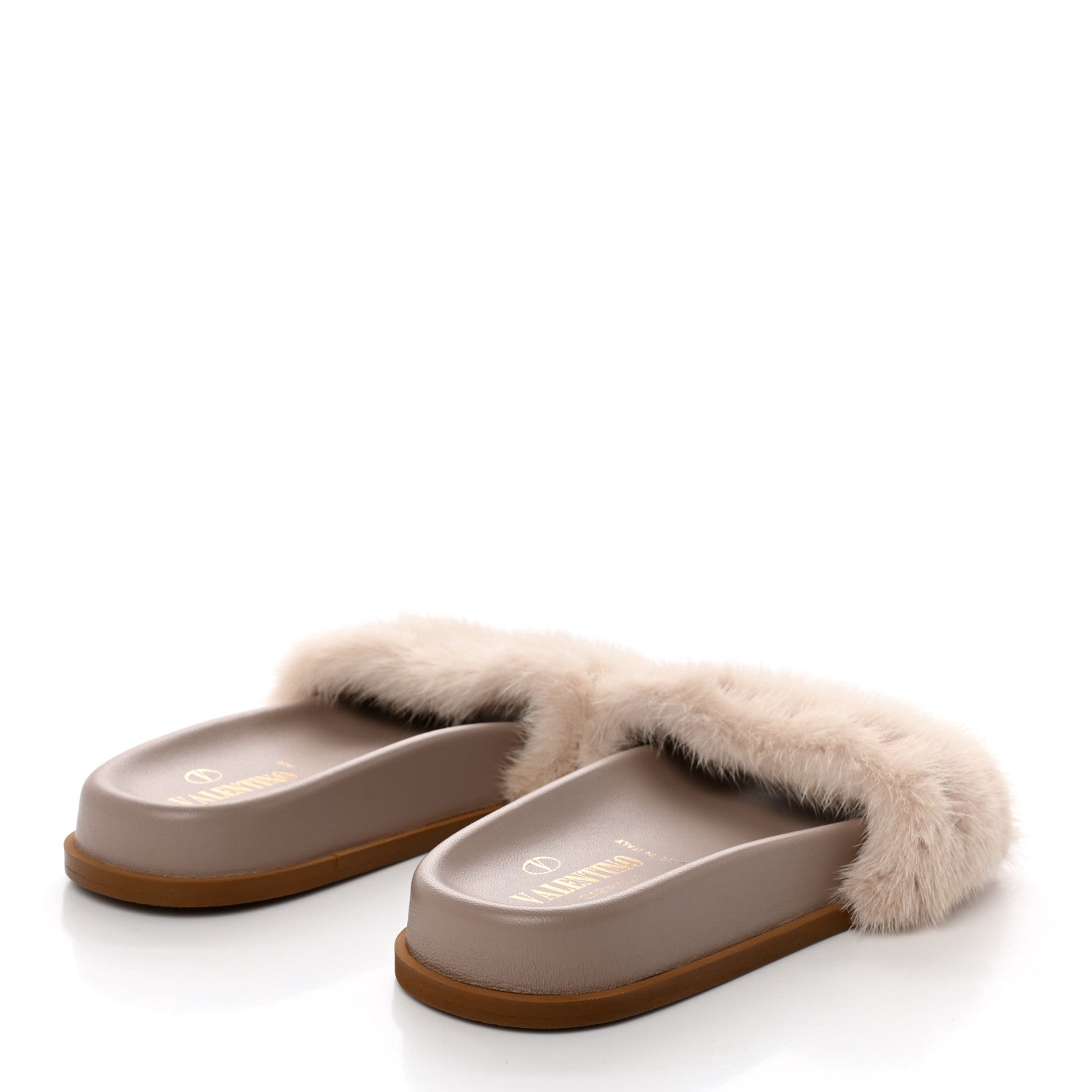 Valentino Garavani Mink Fur Rockstud Slide Sandals 36.5 Vapeur 4 of 9