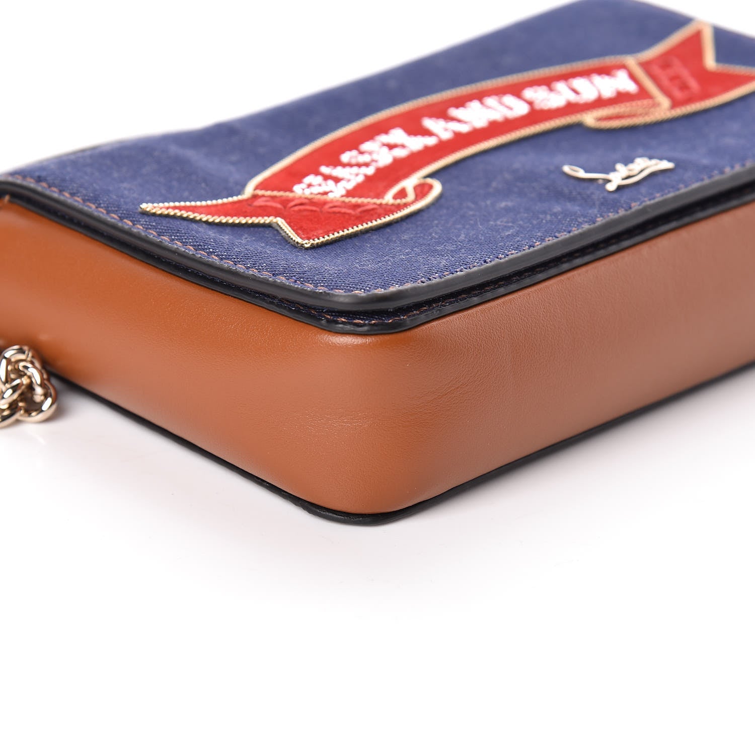 Christian Louboutin Denim Calfskin Crystal Sea Sex Sun Zoompouch Crossbody Navy Coconut 7 of 8