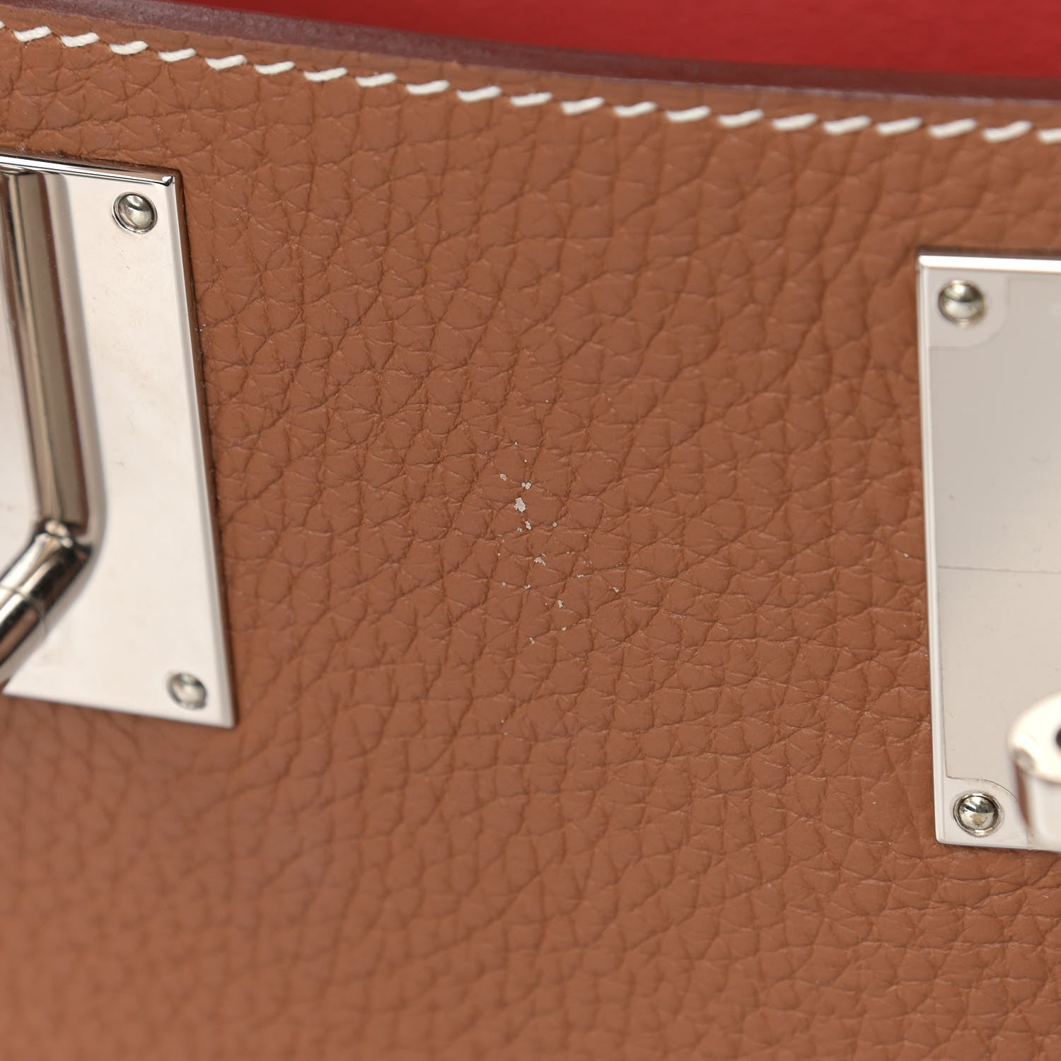 Hermes Taurillon Clemence Bi-Color Jypsiere 31 Gold Rouge Casaque 11 of 13