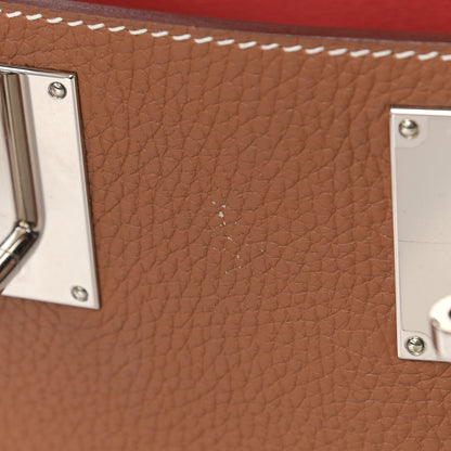 Hermes Taurillon Clemence Bi-Color Jypsiere 31 Gold Rouge Casaque 11 of 13