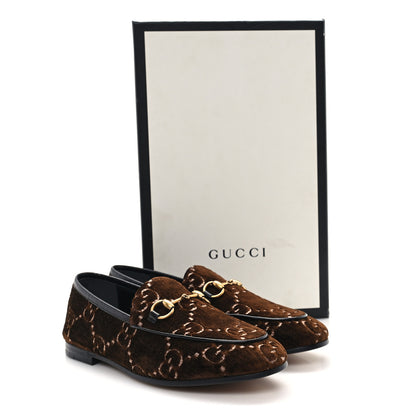 Gucci Velvet GG Monogram Horsebit Womens Jordaan Loafers 35.5 Brown Black 10 of 10