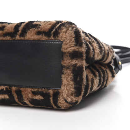 Fendi Shearling Nappa Macro FF 1974 Mini Peekaboo Iconic Satchel Tobacco Black 13 of 14