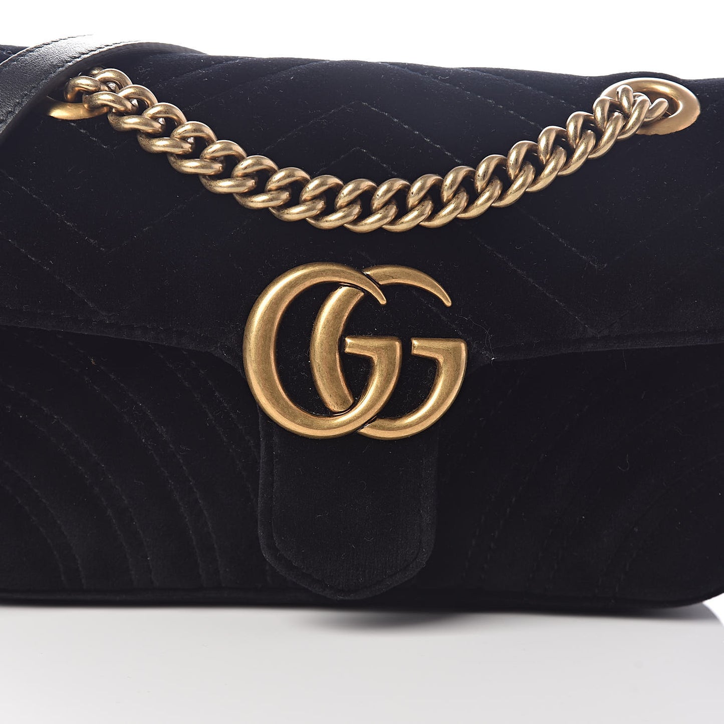 Velvet Matelasse Mini GG Marmont Shoulder Bag Black