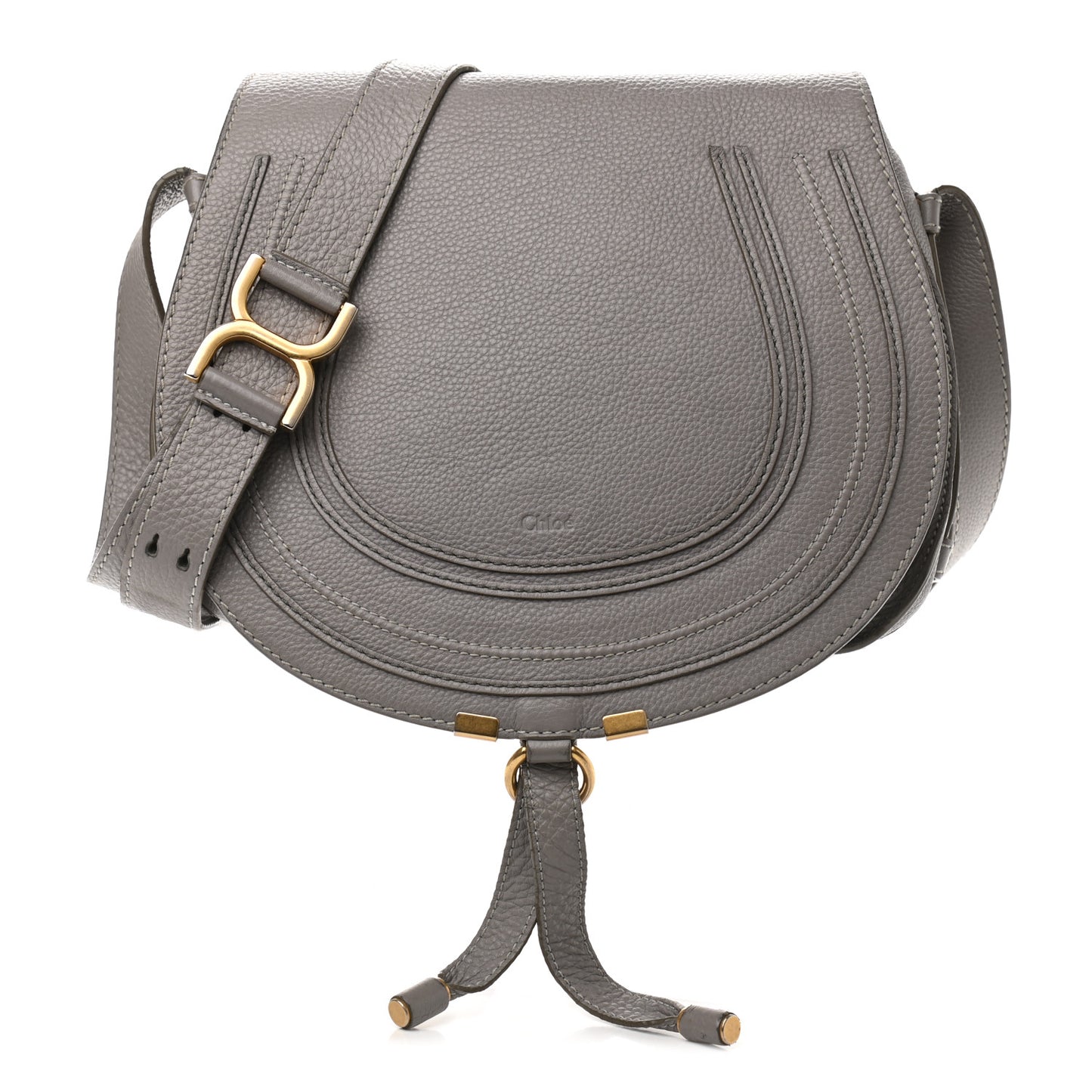 Calfskin Medium Marcie Round Crossbody Bag Cashmere Grey