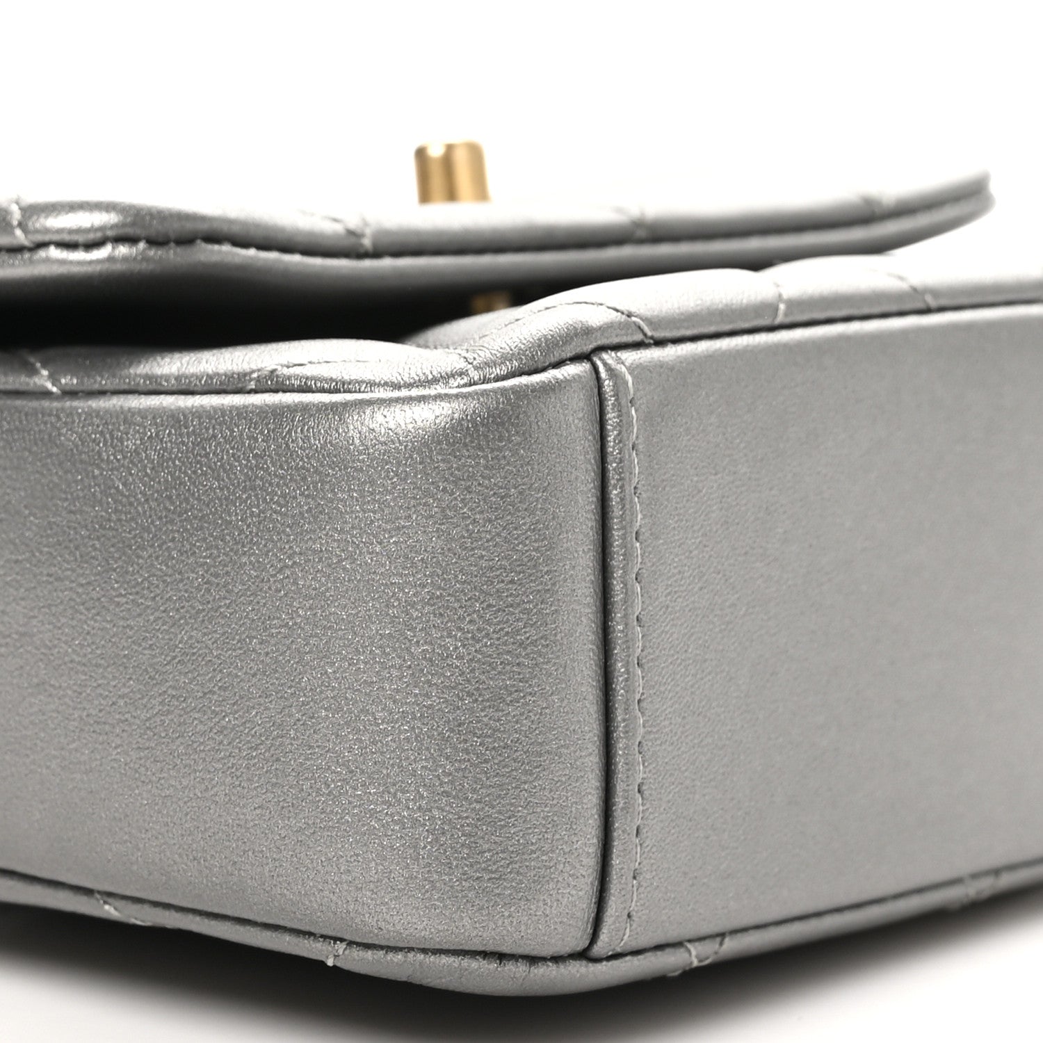 Chanel Metallic Lambskin Quilted Mini Side Note Flap Grey 9 of 10