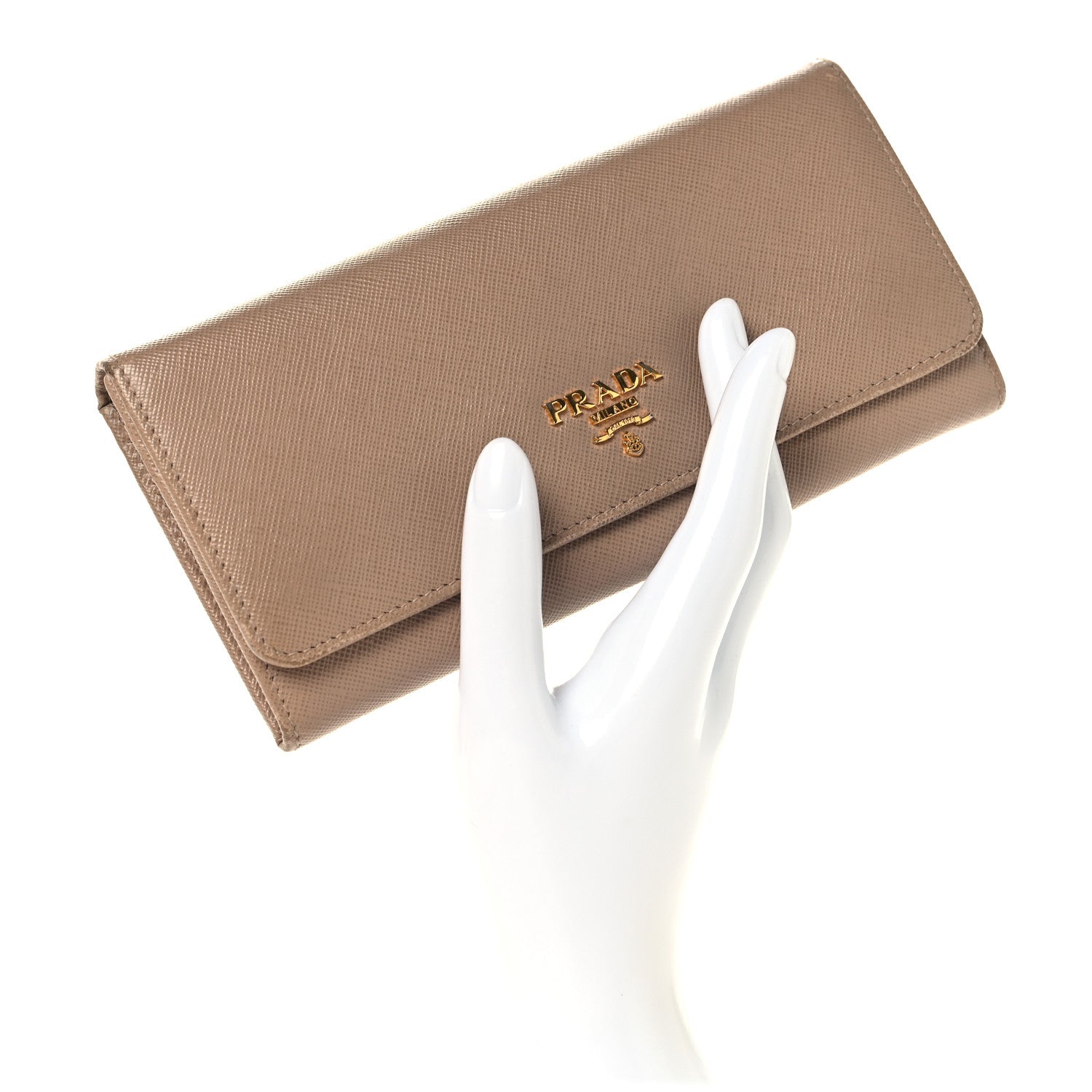 Prada Saffiano Metal Continental Flap Wallet Cammeo 2 of 9