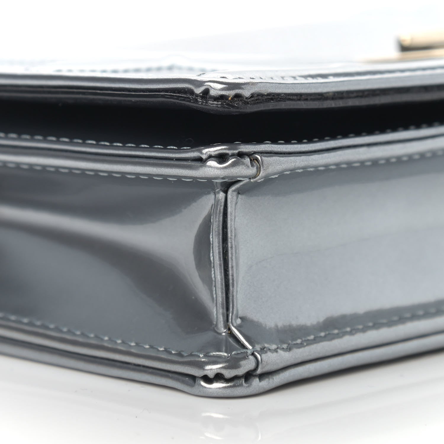 Christian Dior Metallic Patent Micro-Cannage Mini Diorama Flap Bag Silver 4 of 13