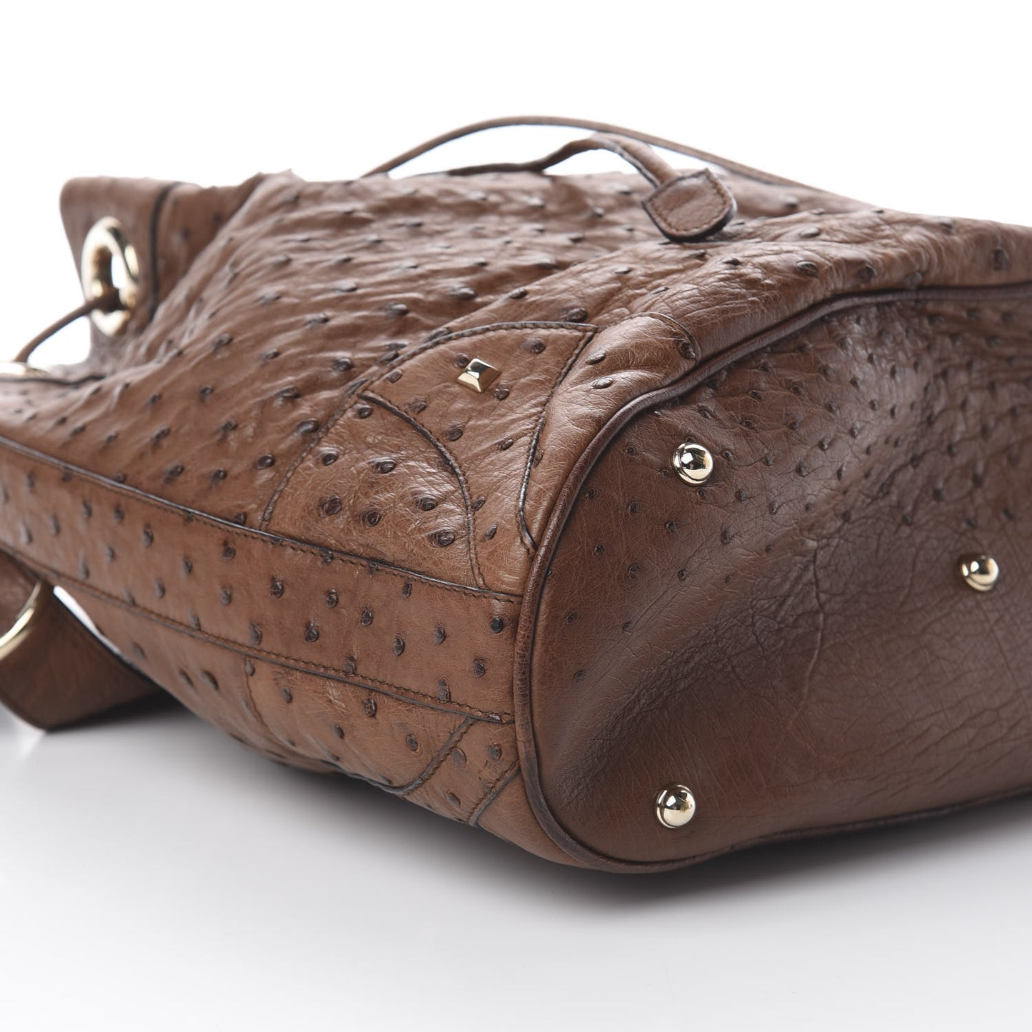 Ostrich Drawstring Shoulder Bag Brown