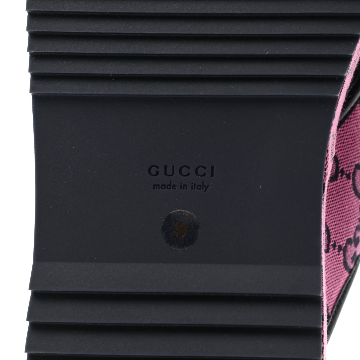 Gucci Monogram Multicolor Criss Cross Platform Slide Sandals 39 Pink Blue 6 of 8