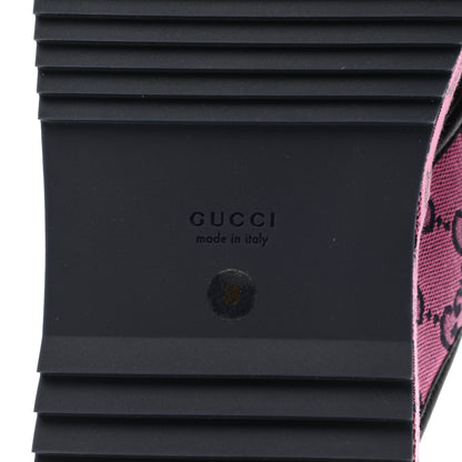 Gucci Monogram Multicolor Criss Cross Platform Slide Sandals 39 Pink Blue 6 of 8