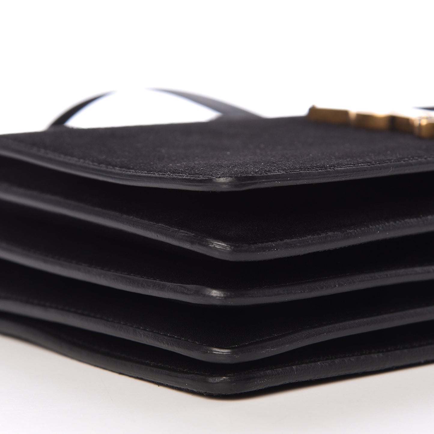 Suede Monogram Small Dylan Shoulder Bag Black