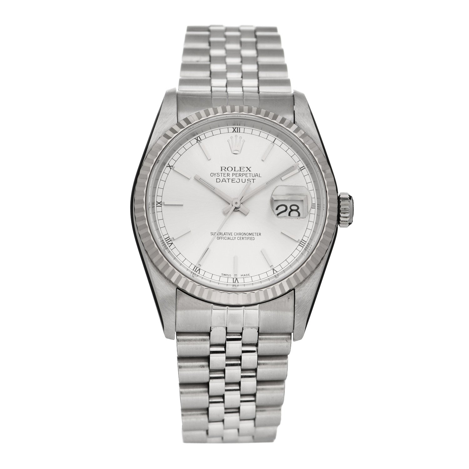 Rolex Stainless Steel 18K White Gold 36mm Oyster Perpetual Datejust Watch Silver 16234 1 of 5