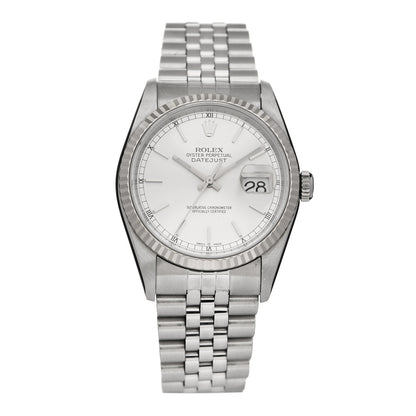 Rolex Stainless Steel 18K White Gold 36mm Oyster Perpetual Datejust Watch Silver 16234 1 of 5
