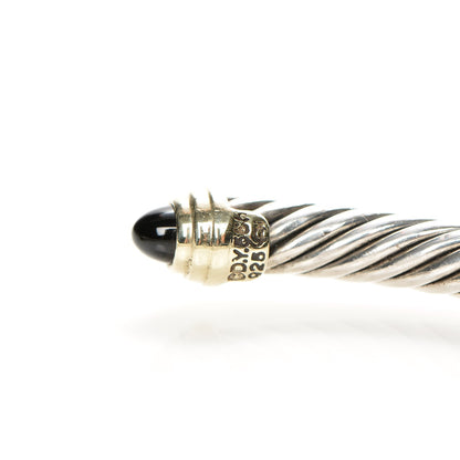 David Yurman Sterling Silver 14K Yellow Gold Black Onyx 5mm Cable Classics Petite Color Bracelet 4 of 5