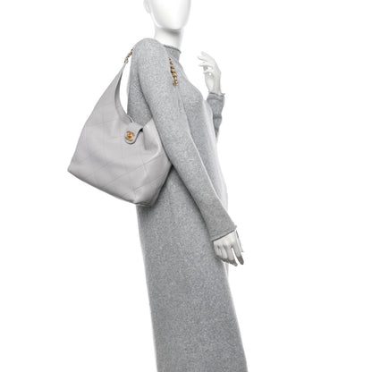 Chanel Shiny Lambskin Lambskin Quilted Medium Hobo Grey 2 of 12