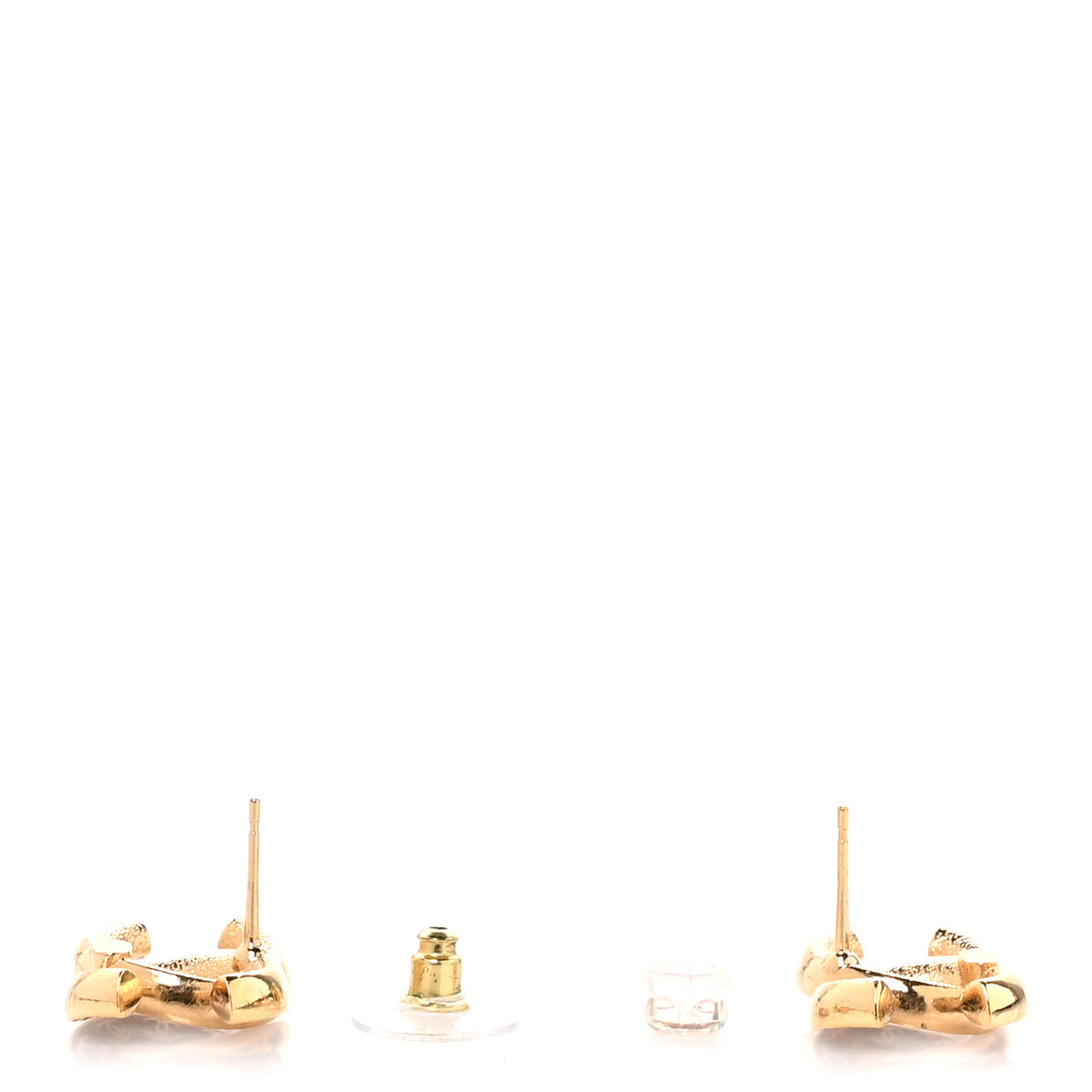 Enamel CC Logo Earrings Gold Black White