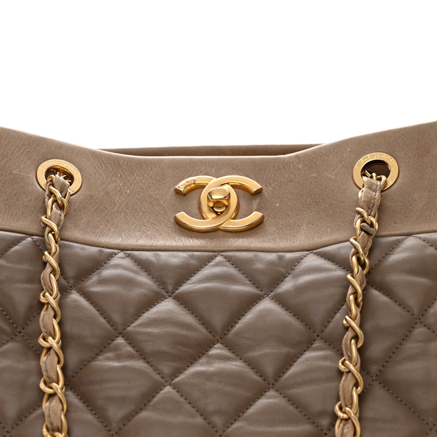Calfskin Quilted Large Soft Elegance Tote Beige