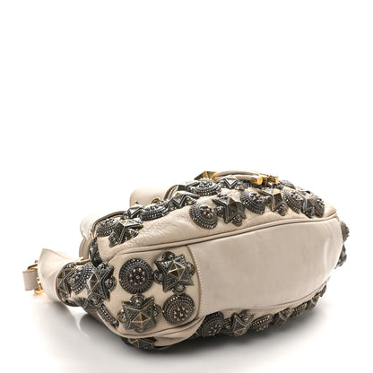 Burberry Calfskin Mason Warrior Studded Hobo Taupe 4 of 11