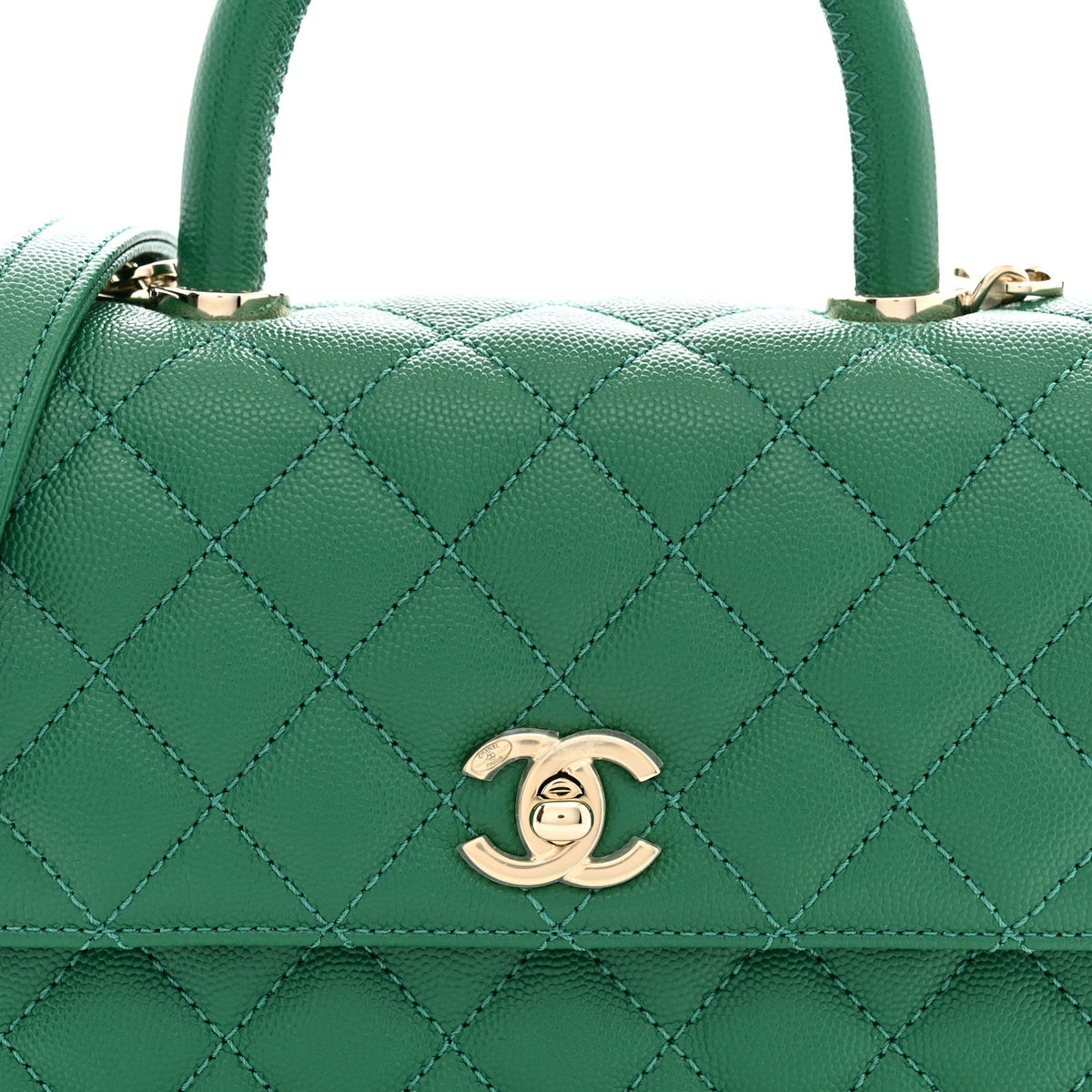 Chanel Caviar Quilted Mini Coco Handle Flap Green 8 of 11