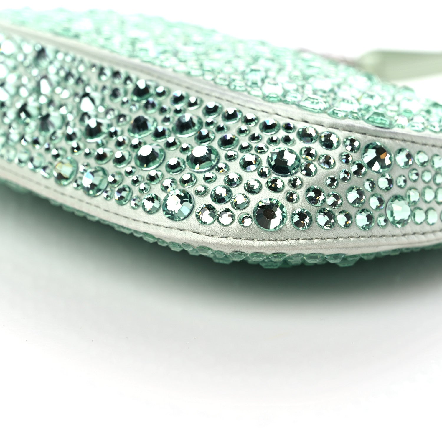 Prada Satin Crystal Cleo Adjustable Strap Shoulder Bag Acqua 8 of 11