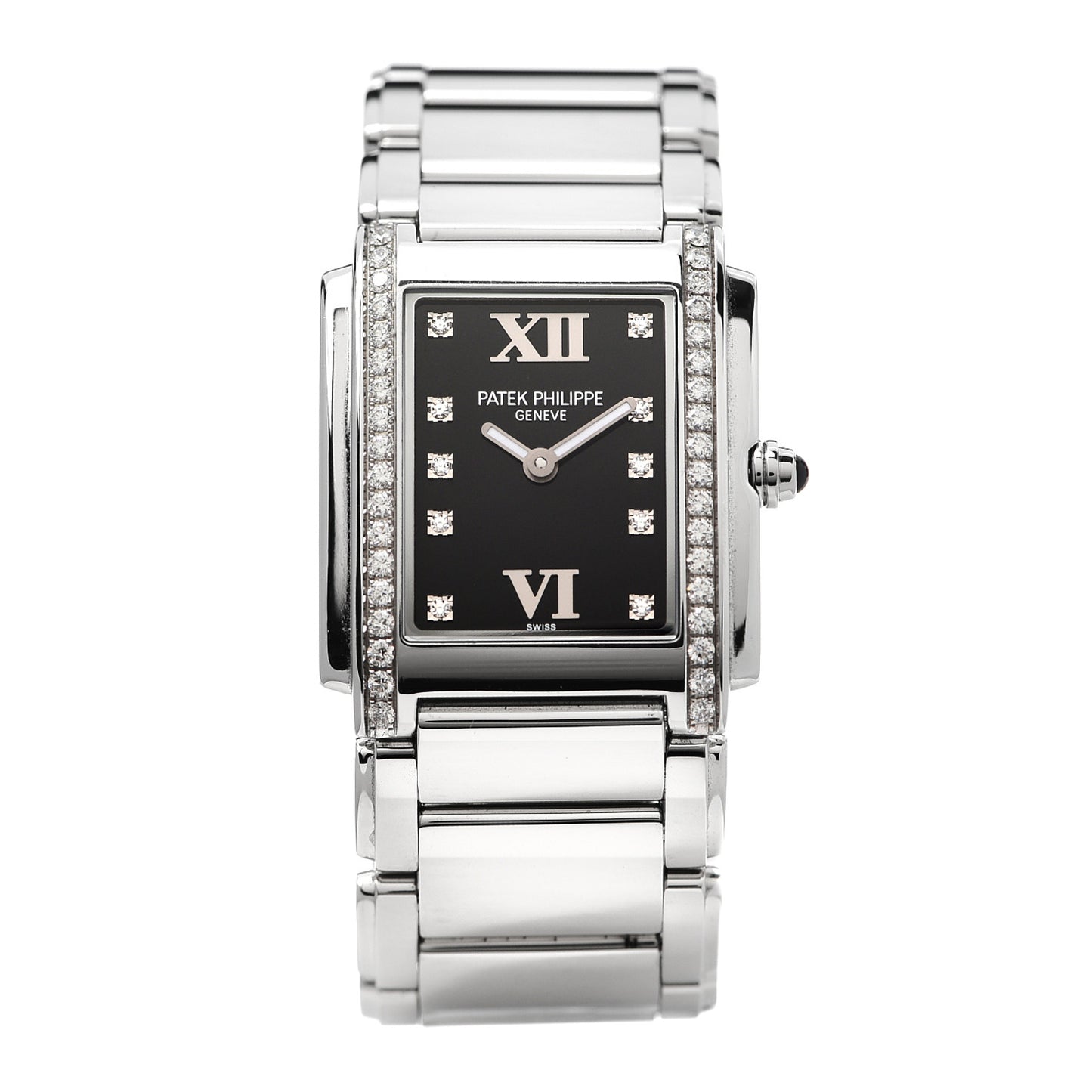 Stainless Steel Diamond 25mm Twenty-4 Quartz Watch Black 4910/10A-001
