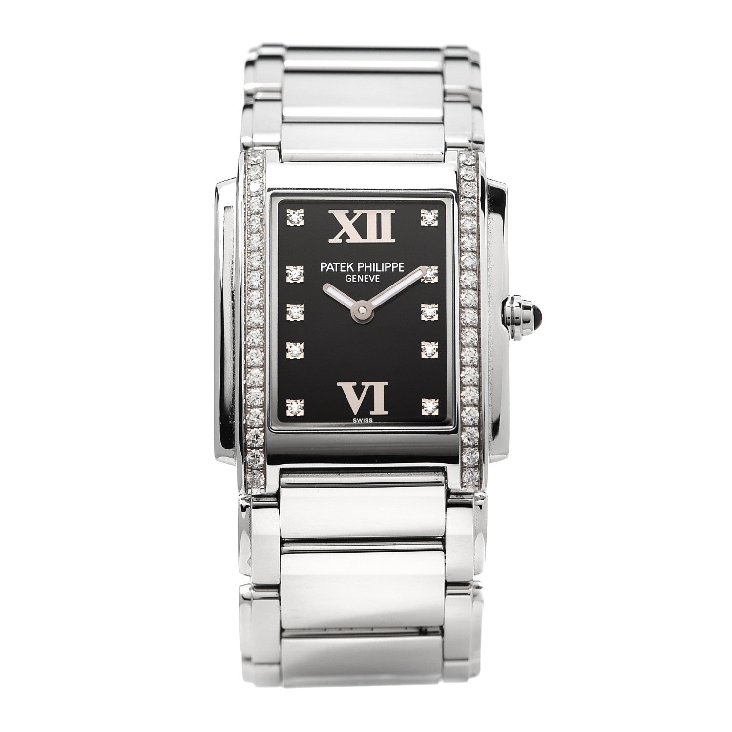 Patek Philippe Stainless Steel Diamond 25mm Twenty-4 Quartz Watch Black 4910/10A-001 1 of 6