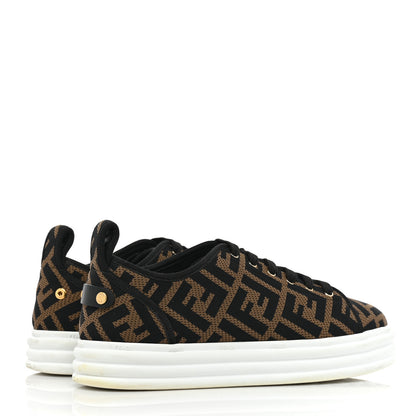 Fendi Fabric FF Micro-Perforated Rise Low Top Sneakers 39 Tobacco Black 4 of 11