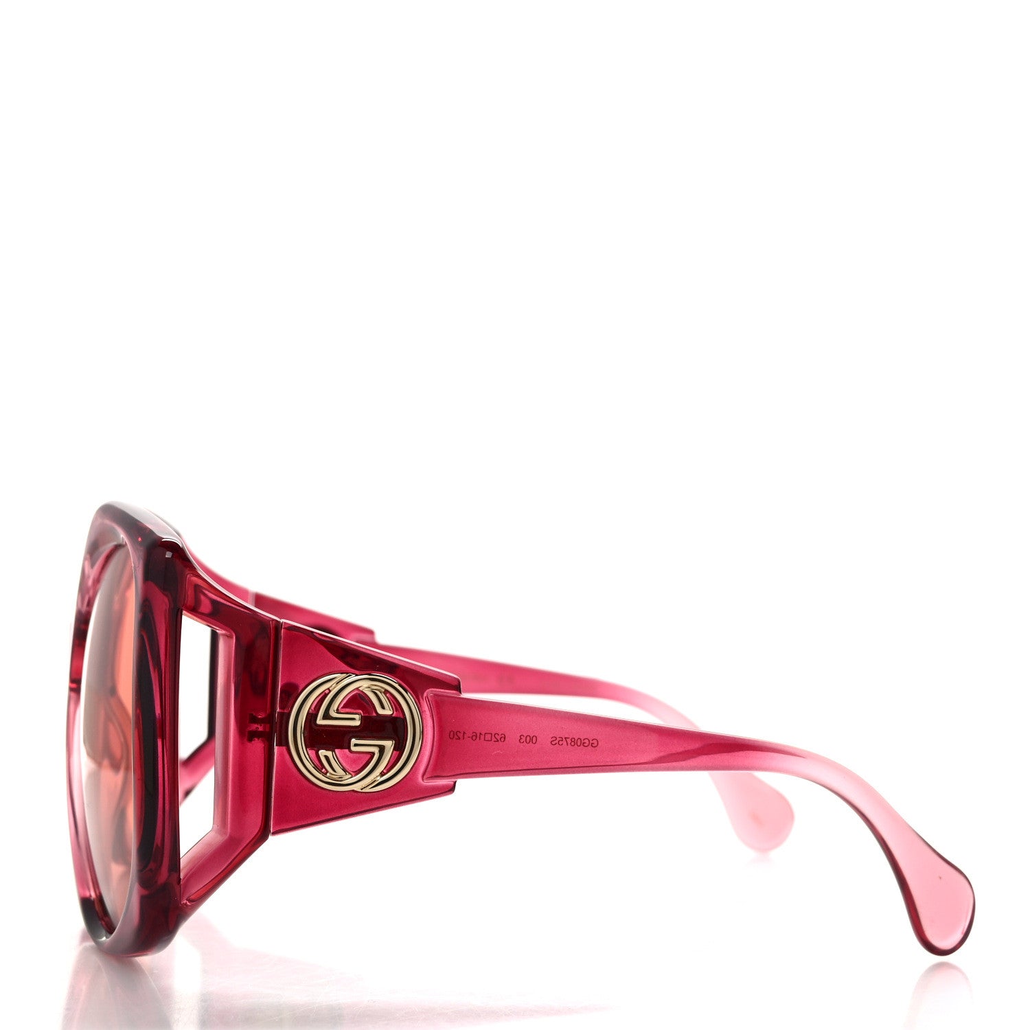 Gucci Acetate Round Sunglasses GG0875S Burgundy Orange 3 of 8