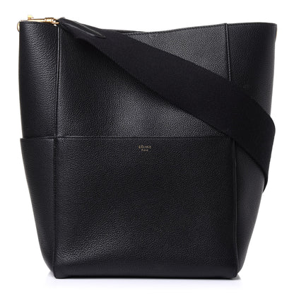 Celine Soft Grained Calfskin Sangle Bucket Bag Black 1 of 10