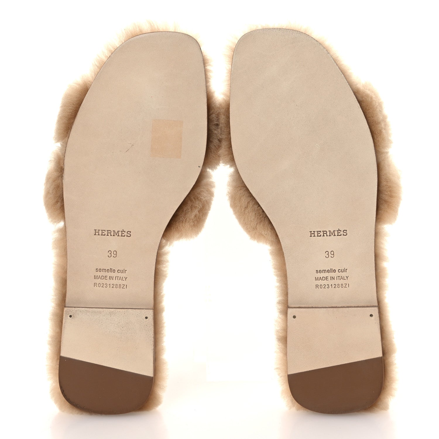 Hermes Woolskin Oran Sandals 39 Naturel 7 of 10