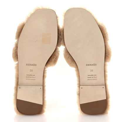 Hermes Woolskin Oran Sandals 39 Naturel 7 of 10