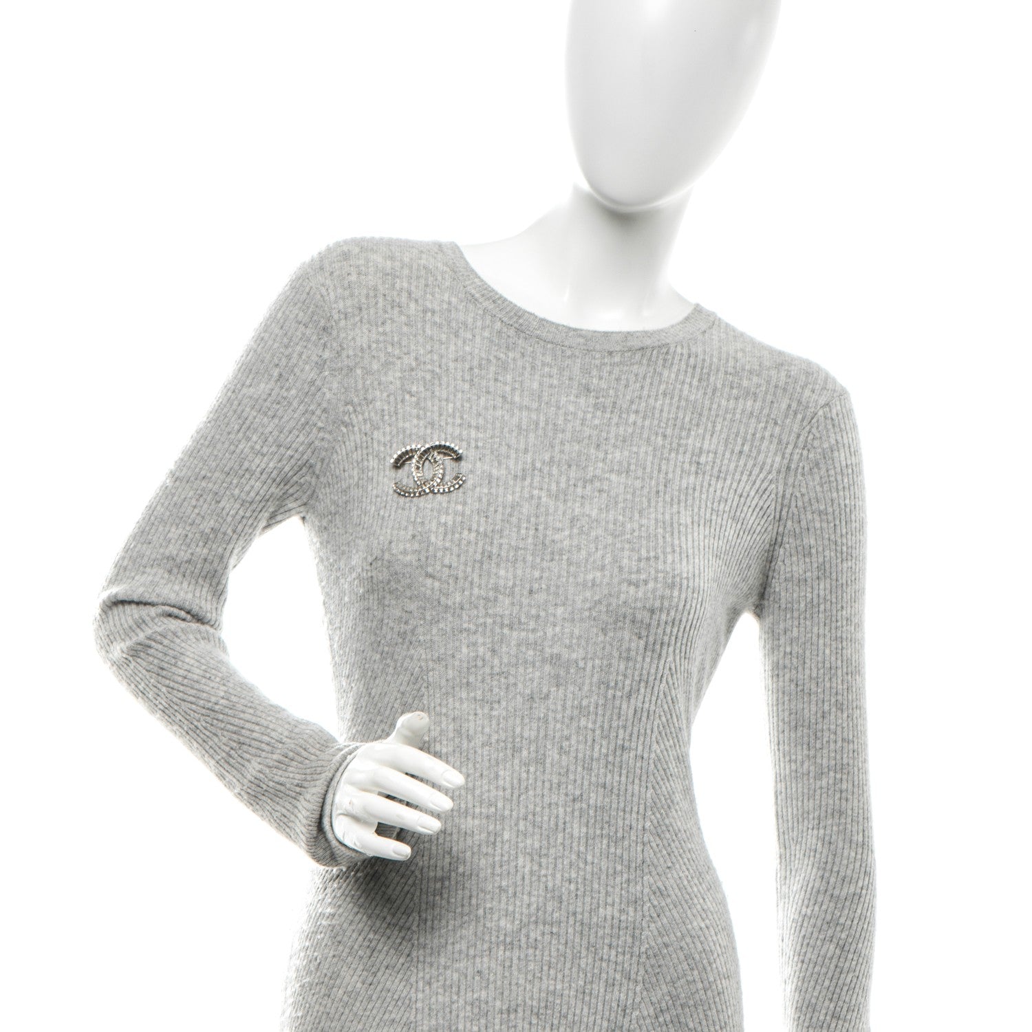 Chanel Baguette Crystal CC Brooch Silver 2 of 5