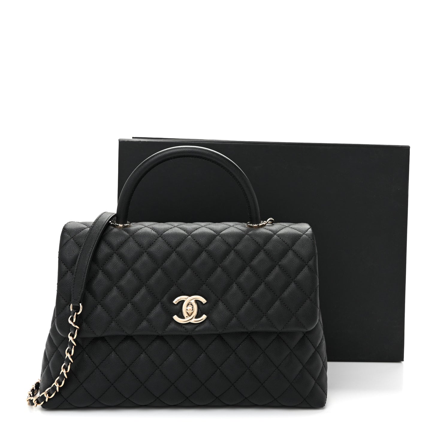 Caviar Quilted Medium Coco Handle Flap Black