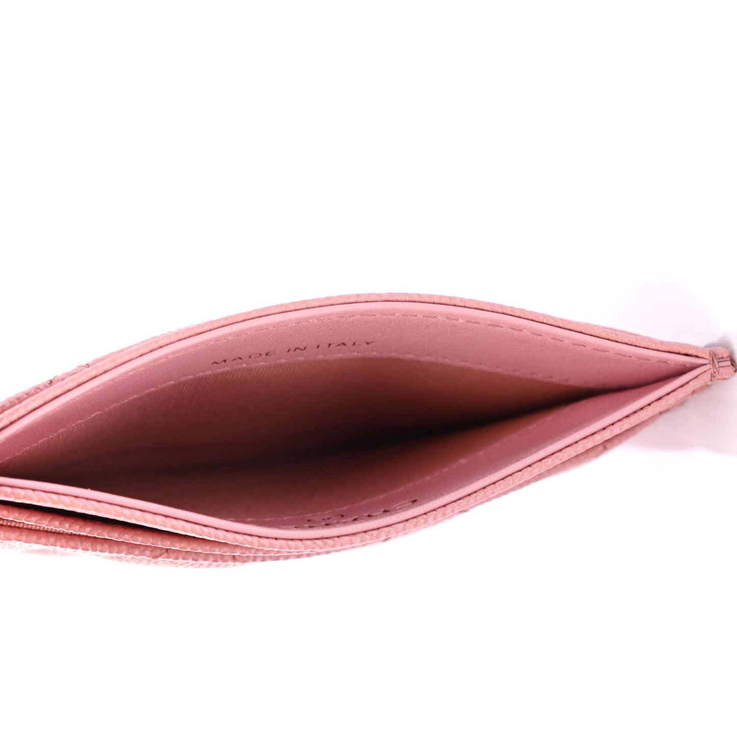 Iridescent Caviar Quilted Card Holder Rose Pink